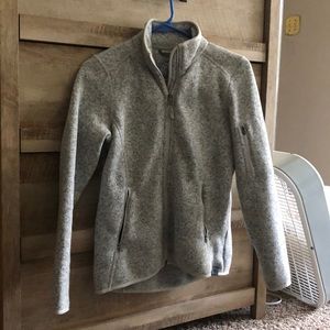 LL Bean gray sweater fleece zip up jacket